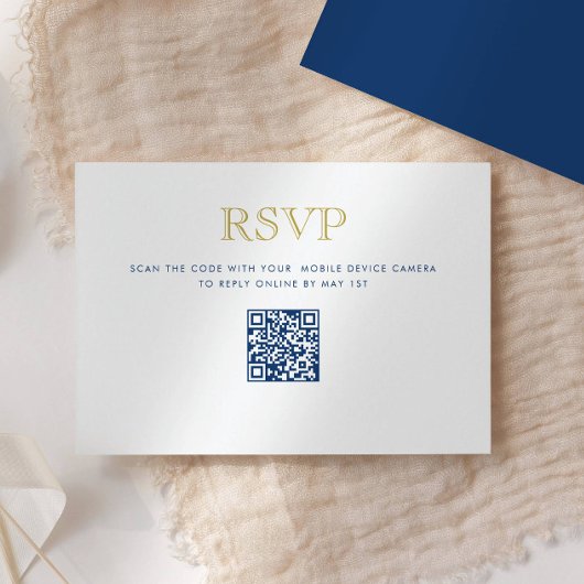 Simplement Élégant, Carte de Réponse Code QR Bleu