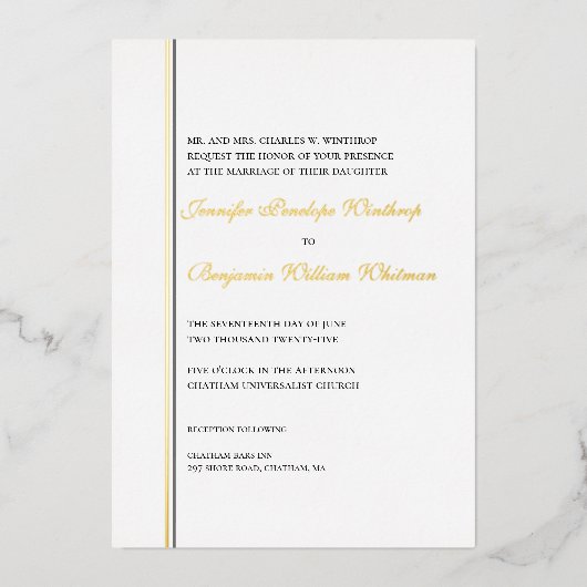Simplement Elegant Faire-part de mariage Gold Foil (Recto)