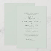 Simplement Élégant Faire-Part de Mariage Vert Saug (Devant / Derrière)