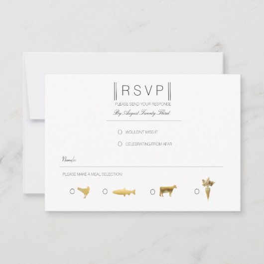 Simplement élégant | Moderne Black & Gold RSVP (Devant)