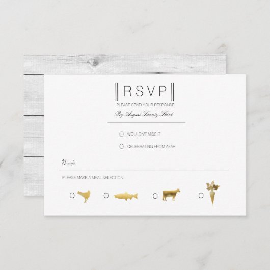 Simplement élégant | Moderne Black & Gold RSVP (Devant / Derrière)