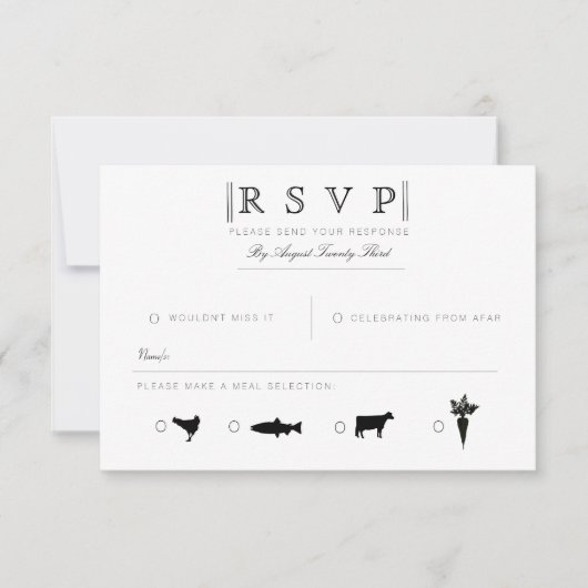 Simplement élégant | Moderne RSVP noir et blanc (Devant)