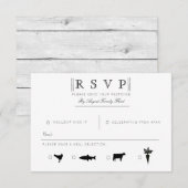 Simplement élégant | Moderne RSVP noir et blanc (Devant / Derrière)