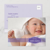 Simplement Élégant (violet) Faire-part de naissanc (Devant / Derrière)