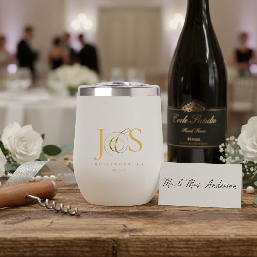 Simplement Élégantes Initiales de Mariage Or ID102