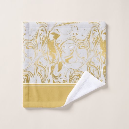 Simplement Marbre Monogramme Or Marbre Blanc (Gant de toilette)