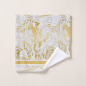 Simplement Marbre Monogramme Or Marbre blanc Bain  (Gant de toilette)