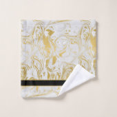 Simplement Marbre Monogramme Or Marbre blanc noir (Gant de toilette)