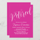 Simplement Moderne Carte Rose Fête de Retraite (Devant / Derrière)