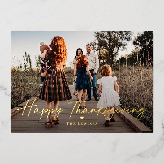 Simplement Penné Foil Thanksgiving Carte photo (Recto)