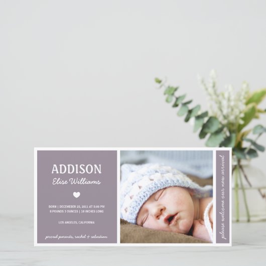 SIMPLEMENT PUR | BÉBÉ FILLE FAIRE-PART DE NAISSANC (Debout devant)