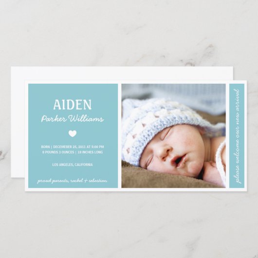 SIMPLEMENT PUR | BÉBÉ GARÇON FAIRE-PART DE NAISSAN (Devant / Derrière)