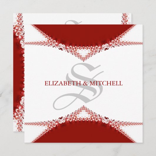 Simplement Rouge Faire-part de mariage Monogramme  (Devant / Derrière)