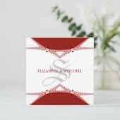 Simplement Rouge Faire-part de mariage Monogramme  (Debout devant)