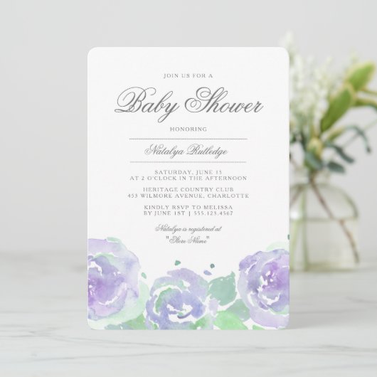Simplement Serene Baby shower Invitation (Debout devant)