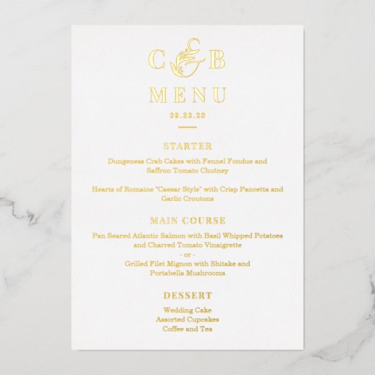 Simplement Splendide Carte de Menu Élégante en VRA (Recto)