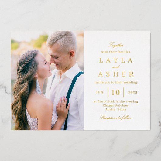 Simplement United Real Foil Photo Faire-part de ma (Recto)