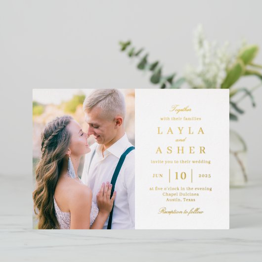 Simplement United Real Foil Photo Faire-part de ma (Debout devant)