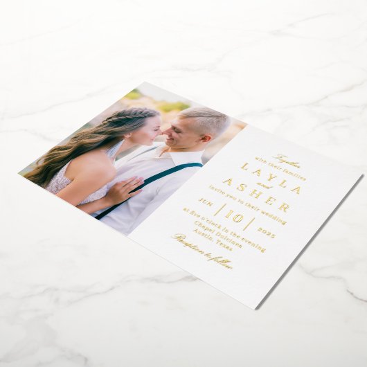 Simplement United Real Foil Photo Faire-part de ma (Rotation)