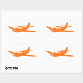 Simples autocollants ovale orange blanc d'avion (Feuille)