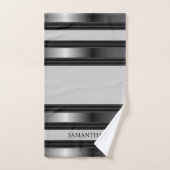 Simples Bandes Géométriques Noir Et Argent (Serviette à main)