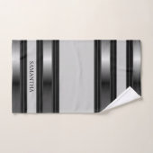 Simples Bandes Géométriques Noir Et Argent (Serviette à main)
