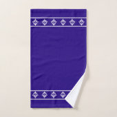 Simples, Élégantes, Fleurs Blanches sur Fond Bleu (Serviette à main)