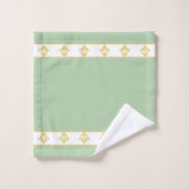 Simples, Élégantes, Fleurs Dorées sur Fond Vert Cl (Gant de toilette)