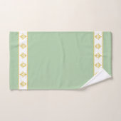 Simples, Élégantes, Fleurs Dorées sur Fond Vert Cl (Serviette à main)