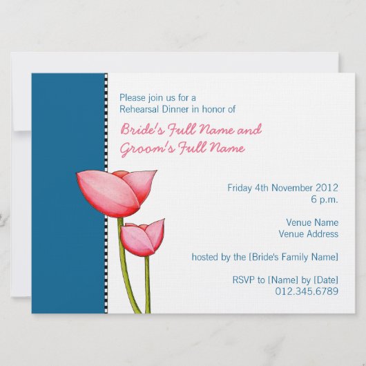 Simples fleurs bleues 2 Répétition Invitation (Devant)