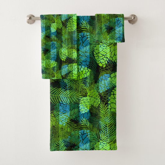 Simples hiver Noël vert vert cônes de pin bleu tr (En situation)