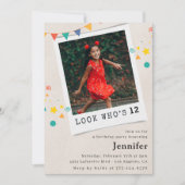 Simples invitations à 12e anniversaire Girl Photo (Devant)