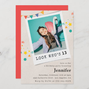 Simples invitations à 13e anniversaire Girl Photo