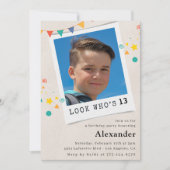 Simples invitations à 13e anniversaire Photo bleue (Devant)