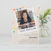 Simples invitations à 14e anniversaire Girl Orange (Debout devant)