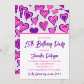 Simples invitations à 15e anniversaire Glam Heart (Devant / Derrière)