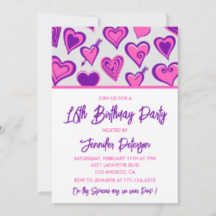 Simples invitations à 16e anniversaire Glam Heart