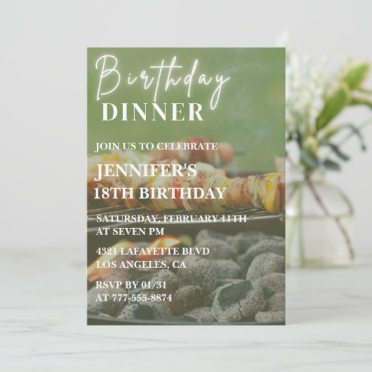 Simples invitations à 18e anniversaire Jardin Bbq (Debout devant)