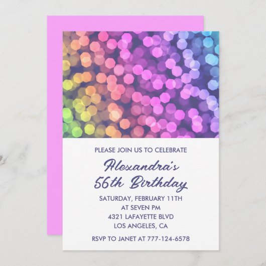 Simples invitations à 56e anniversaire Rainbow Con (Devant / Derrière)