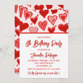 Simples invitations à 6 ans pour ses Coeurs (Devant / Derrière)