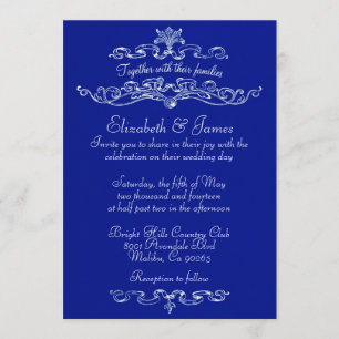 Simples invitations au mariage bleu Navy de luxe