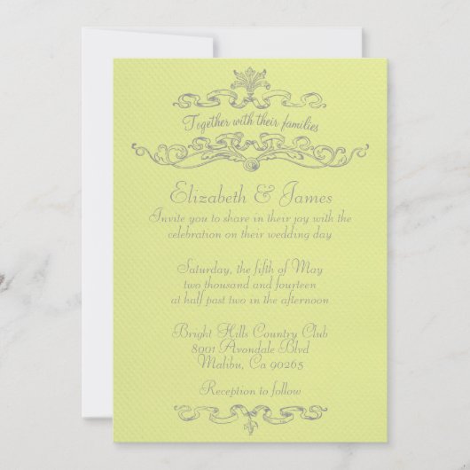 Simples invitations au mariage jaune de luxe (Devant)