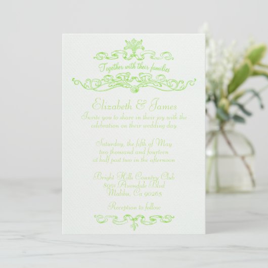 Simples invitations au mariage vert à la chaux (Debout devant)