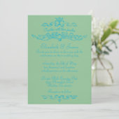 Simples Invitations De Mariage Bleu Et Vert (Debout devant)