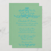 Simples Invitations De Mariage Bleu Et Vert (Devant / Derrière)