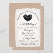 Simples invitations de mariage rustique tan et bla (Devant / Derrière)