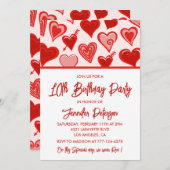 Simples invitations pour ses 10 ans pour ses Coeur (Devant / Derrière)