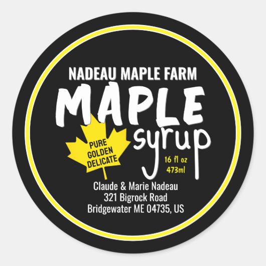 Simples pots de sirop d'érable ou Étiquette de jug (Devant)