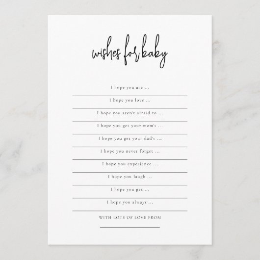 Simples souhaits de script pour carte Baby shower (Devant)