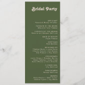 Simples Vibes Rétro | Programme de Mariage Vert Ol (Dos)